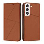 For Samsung Galaxy S22 5G Strong Magnetic Frosted Flip Leather Phone Case(Coffee Color)
