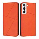 For Samsung Galaxy S22 5G Strong Magnetic Frosted Flip Leather Phone Case(Orange)
