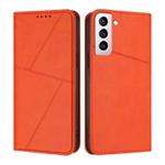 For Samsung Galaxy S21+ 5G Strong Magnetic Frosted Flip Leather Phone Case(Orange)