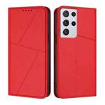 For Samsung Galaxy S21 Ultra 5G Strong Magnetic Frosted Flip Leather Phone Case(Red)