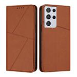 For Samsung Galaxy S21 Ultra 5G Strong Magnetic Frosted Flip Leather Phone Case(Coffee Color)