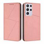 For Samsung Galaxy S21 Ultra 5G Strong Magnetic Frosted Flip Leather Phone Case(Pink)