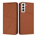 For Samsung Galaxy S21 FE 5G Strong Magnetic Frosted Flip Leather Phone Case(Coffee Color)