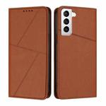 For Samsung Galaxy S21 5G Strong Magnetic Frosted Flip Leather Phone Case(Coffee Color)