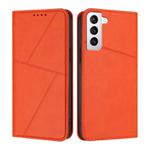 For Samsung Galaxy S21 5G Strong Magnetic Frosted Flip Leather Phone Case(Orange)