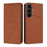 For Samsung Galaxy S25 FE 5G Strong Magnetic Frosted Flip Leather Phone Case(Coffee Color)