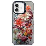 For iPhone 16 Flower Series Color Silver TPU Hybrid PC Phone Case(Colorful Flowers CK115)