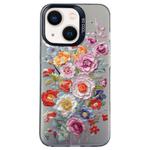 For iPhone 15 Flower Series Color Silver TPU Hybrid PC Phone Case(Colorful Flowers CK118)