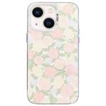 For iPhone 15 Flower Series Color Silver TPU Hybrid PC Phone Case(Tulip CW121)