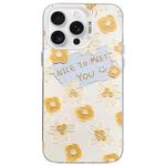 For iPhone 14 Pro Flower Series Color Silver TPU Hybrid PC Phone Case(Small Yellow Flowers CW122)
