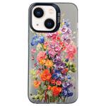 For iPhone 14 Plus Flower Series Color Silver TPU Hybrid PC Phone Case(Colorful Flowers CK112)