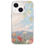 For iPhone 14 Plus Flower Series Color Silver TPU Hybrid PC Phone Case(Blue Sky Flowers CW119)