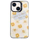 For iPhone 14 Flower Series Color Silver TPU Hybrid PC Phone Case(Small Yellow Flowers CK122)