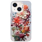 For iPhone 14 Flower Series Color Silver TPU Hybrid PC Phone Case(Colorful Flowers CW115)