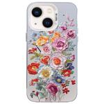 For iPhone 14 Flower Series Color Silver TPU Hybrid PC Phone Case(Colorful Flowers CW118)