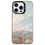 For iPhone 13 Pro Max Flower Series Color Silver TPU Hybrid PC Phone Case(Blue Sky Flowers CK119)