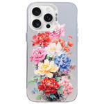 For iPhone 13 Pro Max Flower Series Color Silver TPU Hybrid PC Phone Case(Colorful Flowers CW111)