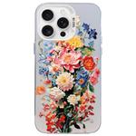 For iPhone 13 Pro Max Flower Series Color Silver TPU Hybrid PC Phone Case(Colorful Flowers CW114)