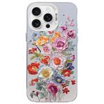 For iPhone 13 Pro Max Flower Series Color Silver TPU Hybrid PC Phone Case(Colorful Flowers CW118)