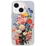 For iPhone 13 mini Flower Series Color Silver TPU Hybrid PC Phone Case(Colorful Flowers CW114)