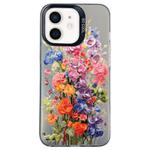 For iPhone 12 mini Flower Series Color Silver TPU Hybrid PC Phone Case(Colorful Flowers CK112)