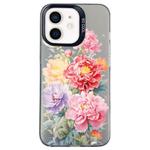For iPhone 12 mini Flower Series Color Silver TPU Hybrid PC Phone Case(Colorful Flowers CK113)