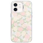 For iPhone 12 mini Flower Series Color Silver TPU Hybrid PC Phone Case(Tulip CW121)