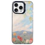 For iPhone 11 Pro Max Flower Series Color Silver TPU Hybrid PC Phone Case(Blue Sky Flowers CK119)
