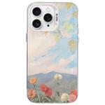 For iPhone 11 Pro Max Flower Series Color Silver TPU Hybrid PC Phone Case(Blue Sky Flowers CW119)