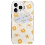 For iPhone 11 Pro Max Flower Series Color Silver TPU Hybrid PC Phone Case(Small Yellow Flowers CW122)