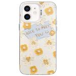For iPhone 11 Flower Series Color Silver TPU Hybrid PC Phone Case(Small Yellow Flowers CW122)