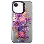 For iPhone SE 2022 / SE 2020 / 8 / 7 Flower Series Color Silver TPU Hybrid PC Phone Case(Purple Flowers CK116)