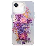 For iPhone SE 2022 / SE 2020 / 8 / 7 Flower Series Color Silver TPU Hybrid PC Phone Case(Purple Flowers CW116)