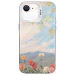 For iPhone SE 2022 / SE 2020 / 8 / 7 Flower Series Color Silver TPU Hybrid PC Phone Case(Blue Sky Flowers CW119)