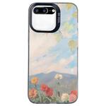 For iPhone 8 Plus / 7 Plus Flower Series Color Silver TPU Hybrid PC Phone Case(Blue Sky Flowers CK119)