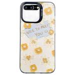 For iPhone 8 Plus / 7 Plus Flower Series Color Silver TPU Hybrid PC Phone Case(Small Yellow Flowers CK122)