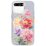 For iPhone 8 Plus / 7 Plus Flower Series Color Silver TPU Hybrid PC Phone Case(Colorful Flowers CW113)
