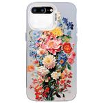 For iPhone 8 Plus / 7 Plus Flower Series Color Silver TPU Hybrid PC Phone Case(Colorful Flowers CW114)