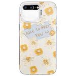For iPhone 8 Plus / 7 Plus Flower Series Color Silver TPU Hybrid PC Phone Case(Small Yellow Flowers CW122)