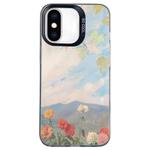 For iPhone X / XS Flower Series Color Silver TPU Hybrid PC Phone Case(Blue Sky Flowers CK119)