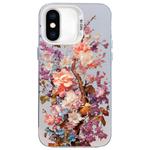 For iPhone X / XS Flower Series Color Silver TPU Hybrid PC Phone Case(Colorful Flowers CW117)