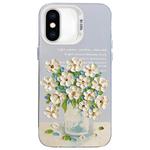For iPhone X / XS Flower Series Color Silver TPU Hybrid PC Phone Case(Daisy CW120)