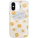 For iPhone X / XS Flower Series Color Silver TPU Hybrid PC Phone Case(Small Yellow Flowers CW122)