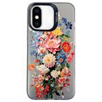 For iPhone XS Max Flower Series Color Silver TPU Hybrid PC Phone Case(Colorful Flowers CK114)