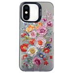For iPhone XS Max Flower Series Color Silver TPU Hybrid PC Phone Case(Colorful Flowers CK118)