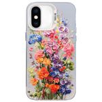 For iPhone XS Max Flower Series Color Silver TPU Hybrid PC Phone Case(Colorful Flowers CW112)