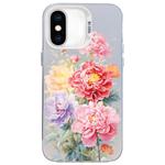 For iPhone XS Max Flower Series Color Silver TPU Hybrid PC Phone Case(Colorful Flowers CW113)