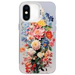 For iPhone XS Max Flower Series Color Silver TPU Hybrid PC Phone Case(Colorful Flowers CW114)