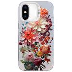 For iPhone XS Max Flower Series Color Silver TPU Hybrid PC Phone Case(Colorful Flowers CW115)