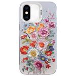 For iPhone XS Max Flower Series Color Silver TPU Hybrid PC Phone Case(Colorful Flowers CW118)